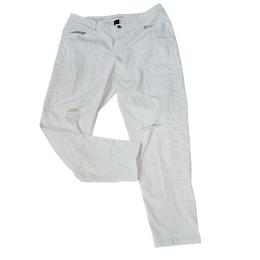 Lane Bryant White Boyfriend Genius Fit Jeans Size 16‎ Distressed